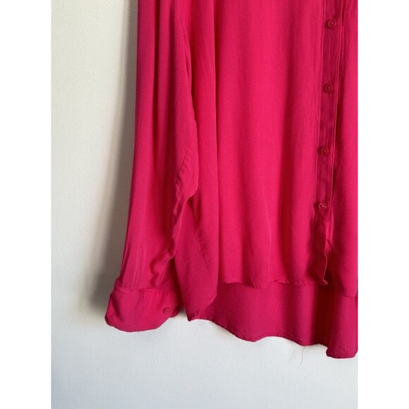 Chico’s Womens Button Down Top Size 20/22 Vibrant Hot Pink Long Sleeves - Picture 5 of 11